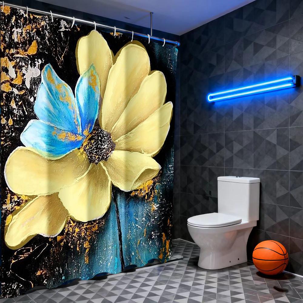

Plant And Floral Bathing Curtain Bathroom Letters Shower Curtain Waterproof With 12 Hooks Fishes Home Deco Free Ship W60H190(CM)-1 Pcs