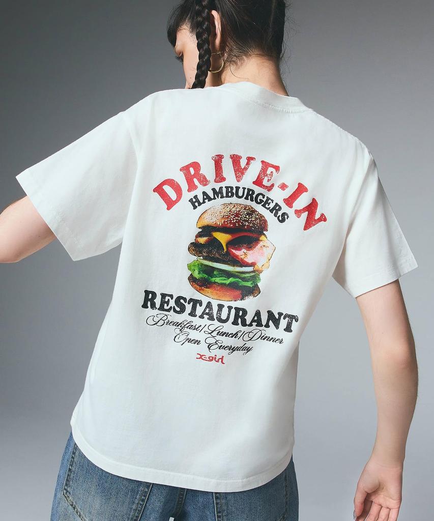 Casual Hamburger Distressed White X-girl S/S Tee, Women's,