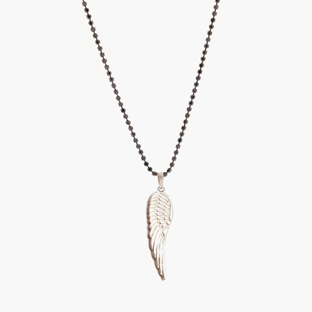 J.Lauren 07N0650 Winged Black Ball Chain Silver Long Necklace [30301536]