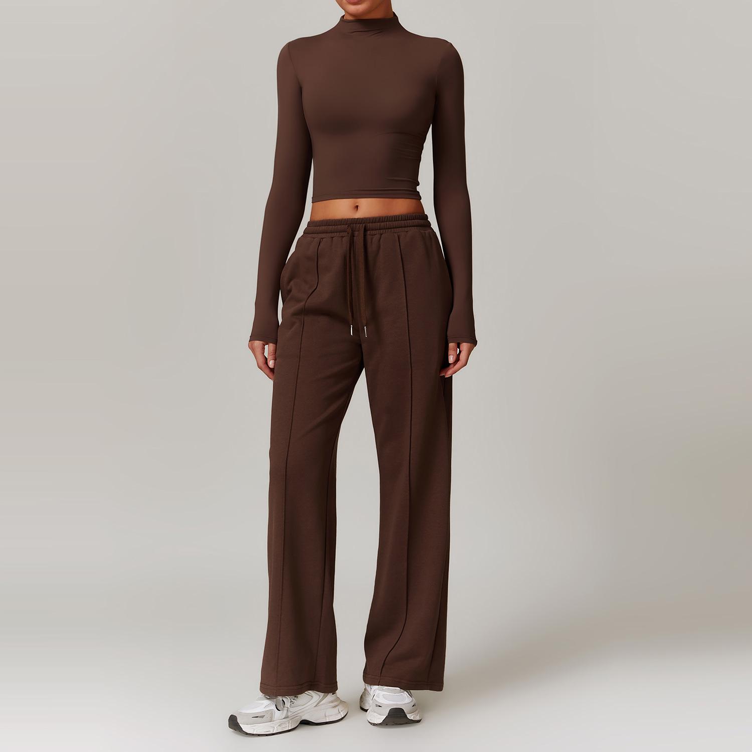 

Женский спортивный свитер Zechuang с высокой талией и широкими штанинами - удобный комплект для бега с длинным рукавом S