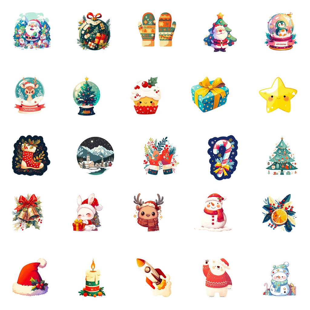 50 Christmas Cake Statues, Cartoon Cookie House Decorations, Cup, Electric Vehicle Stickers
