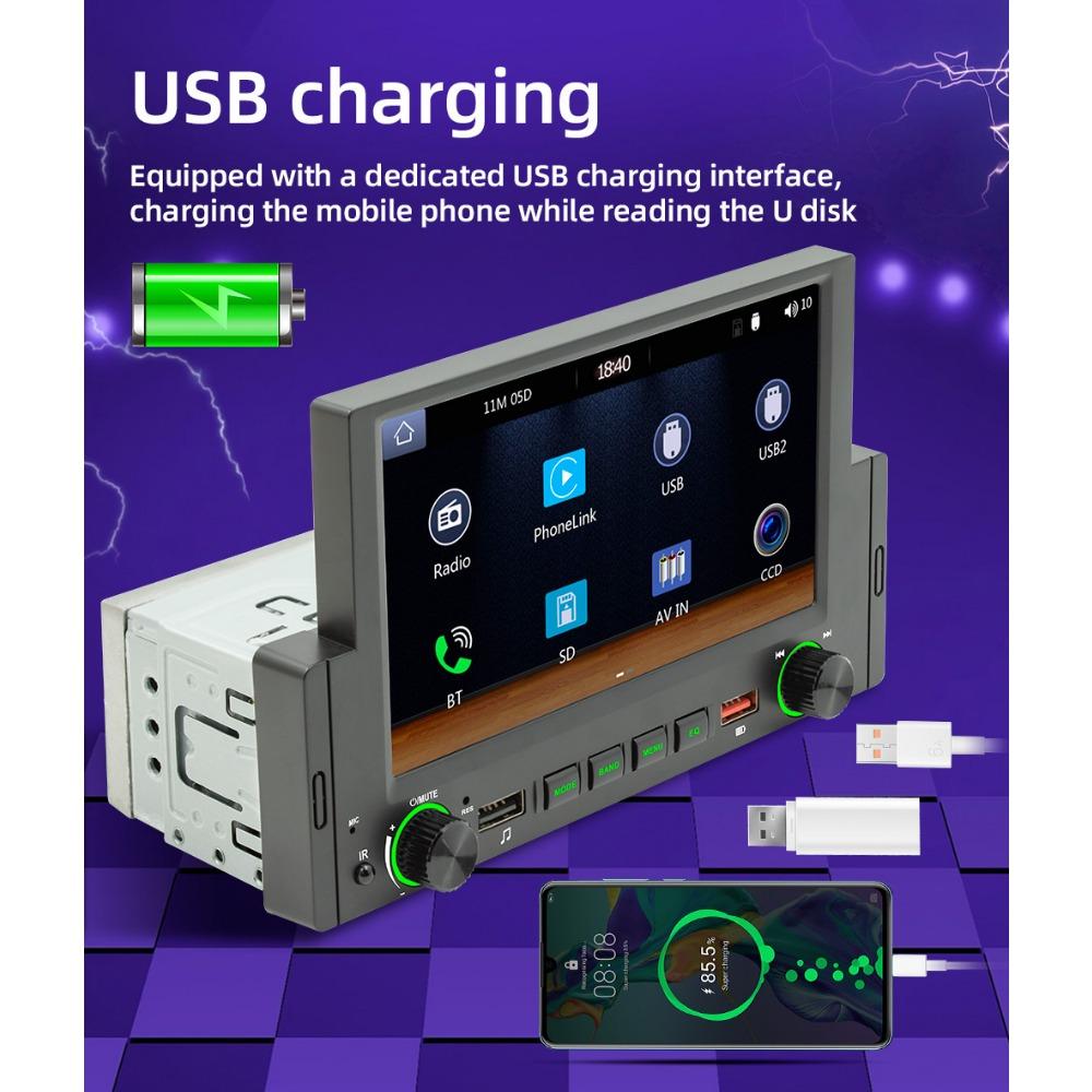 6.2 Inch 1Din Wire&Wireless CarPlay Android Auto Screen Radio Car Stereo BT MP5 Car Play 2USB Audio System Car Accessories