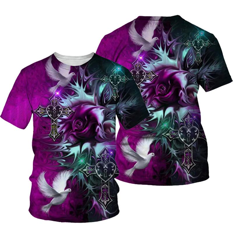 Bůh žehnej Vintage Ježíš Kristus Tričko Pro Muže 3D Potisk Pánské Nadměrné Tričko s Krátkým Rukávem