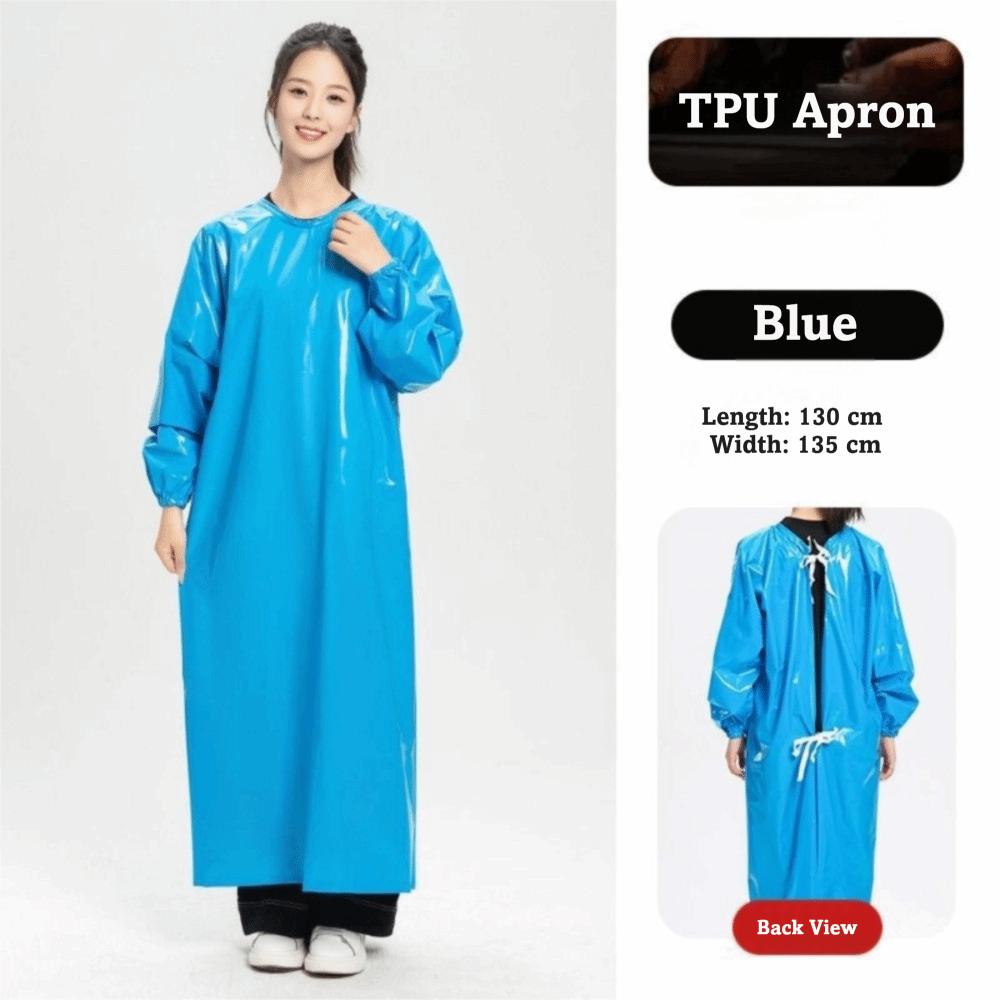 

Wear-Resistant TPU Apron Large Size Oil Resistant Apron Backward Style Work Coverall Food Factory синій