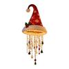 LED Santa Hat Pendant Light Hanging Lamp with Bell Tassel Star Decor Xmas New Year Home Wall Window Atmosphere Decoration Light