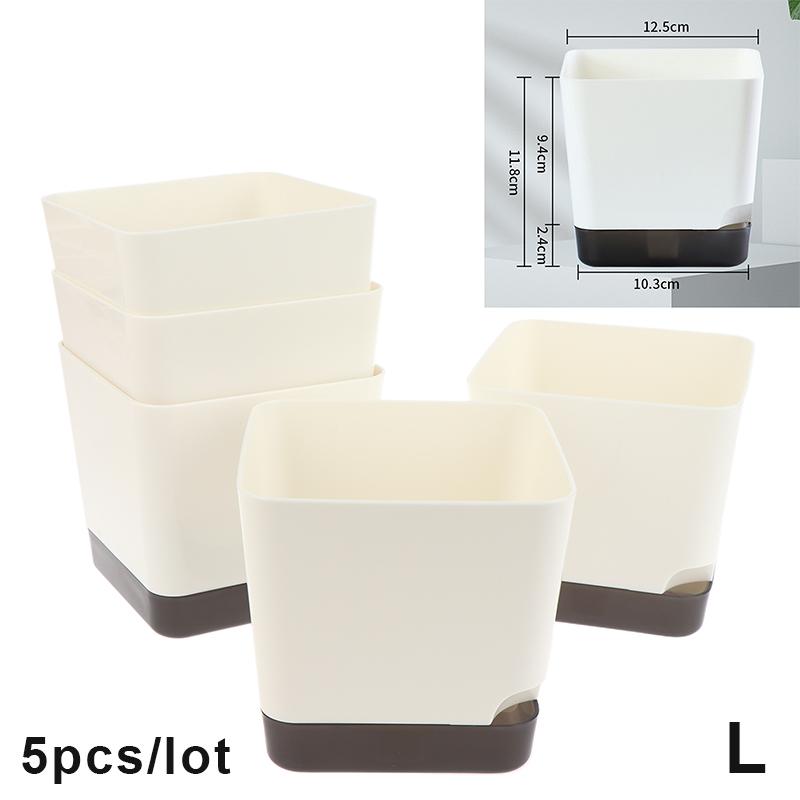 5 Stück Pflanztöpfe Selbstbewässernde Blumentöpfe Selbstbewässernde Pflanzgefäße Mit Abflussloch Transparente Untertasse Reservoir Für Zimmer-Sukkulenten