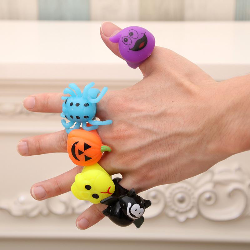 Halloween Luminous Finger Lights & Pumpkin Bat Rings for Kids