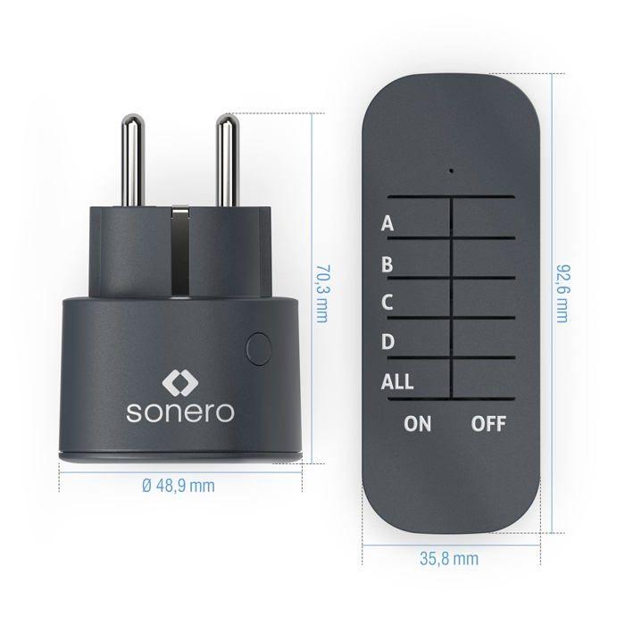 Prise télécommandée - Sonero - S-RCS113 - 3 prises - 2300W - Portée 30m