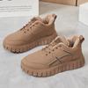 Women's Winter Chunky Platform Sneakers With Faux Fur Lined Warm Non-Slip Snow Boots Lace-Up Tennis Walking Shoes for Women Faux Leather Short Booties