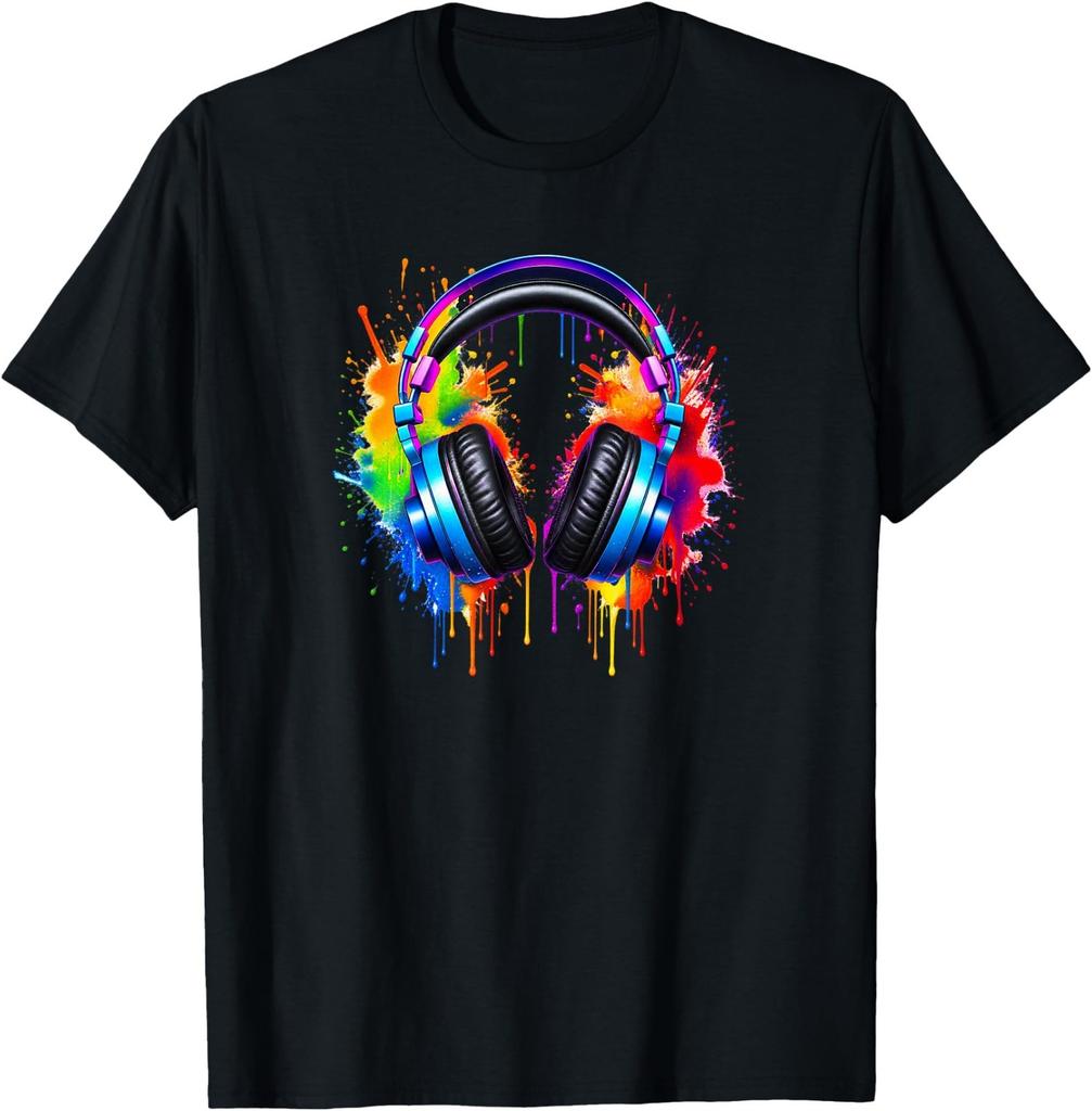 Colorful Headphones Music Lover Dj Audio T-Shirt T-Shirt
