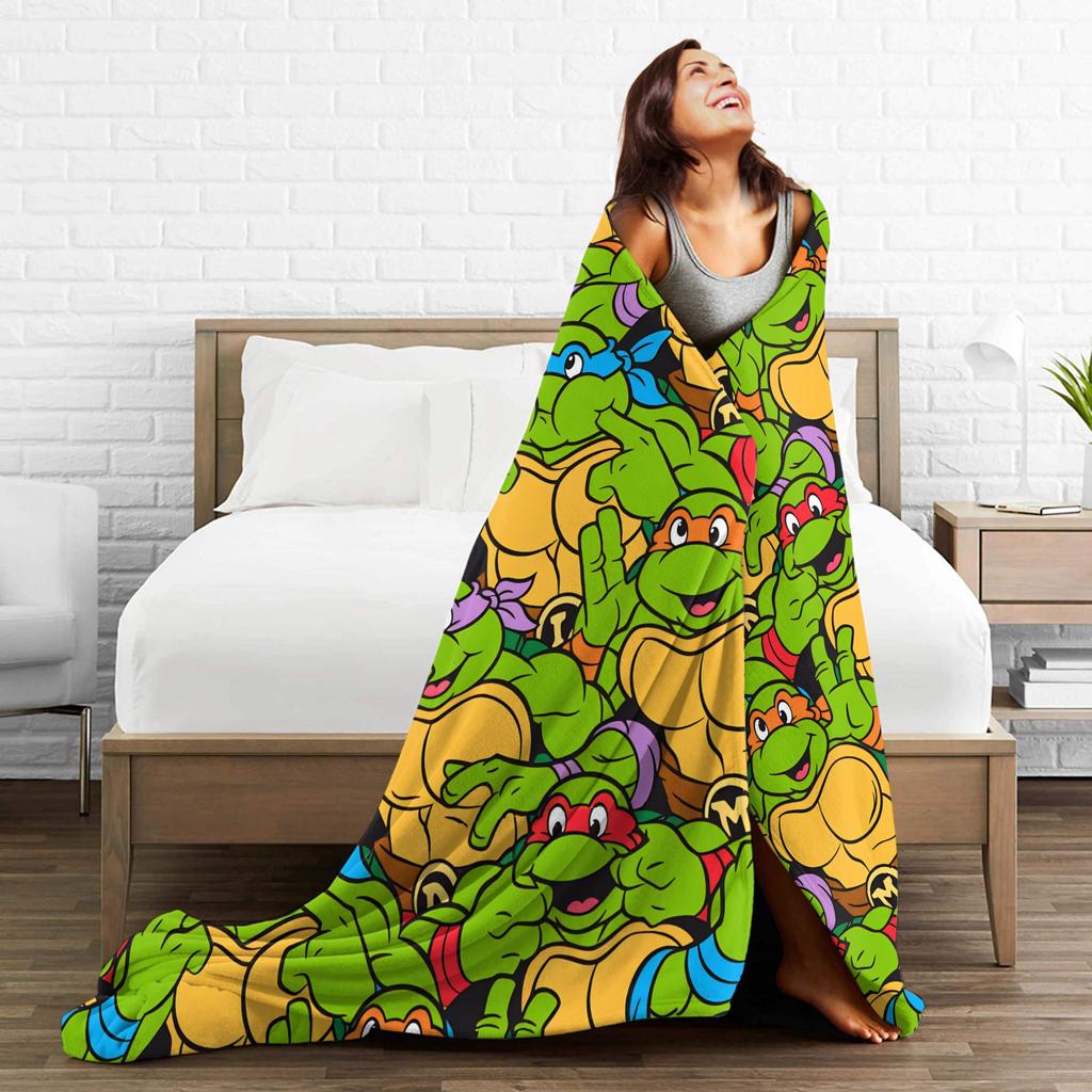 Comic Warm Soft Blankets T-Tmnts Character Decorative Plush Bedding Throws Funny Home Decor Flannel Bedspread Sofa Bed Cover