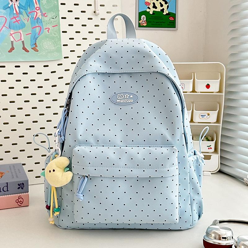 Schoolbag Women's New High-value Japanese Ins Fresh Candy Color Polka Dot Backpack Junior High School Students Lightweight Backpack