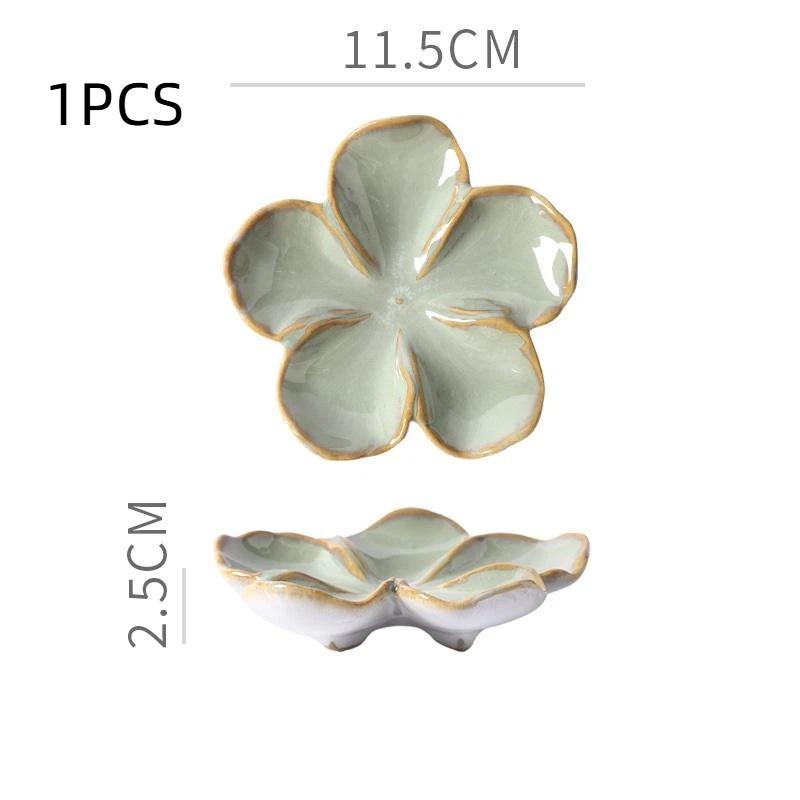 Vintage Ceramic Flower Shaped Craft Dish Multi-Color Dipping Sauce Small Bowl Creative Kitchen Gift