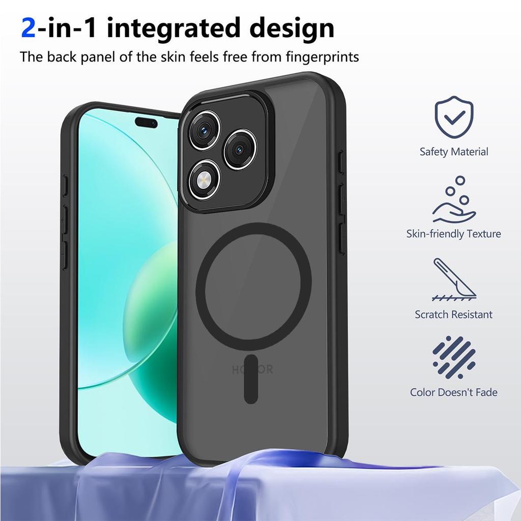 Honor 400Smart Magnetic Phone Case - Translucent Black, Skin-feel, for X9C/X6C/X7D Models.