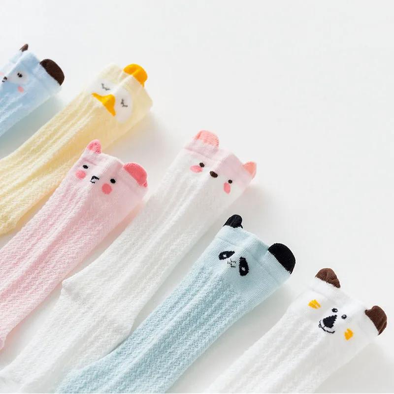 Cartoon Animal Baby Calf Socks Summer Breathable Mesh Cotton Infant Boys Girls Knee High Socks Cute Soft Elastic Toddler Long Socks