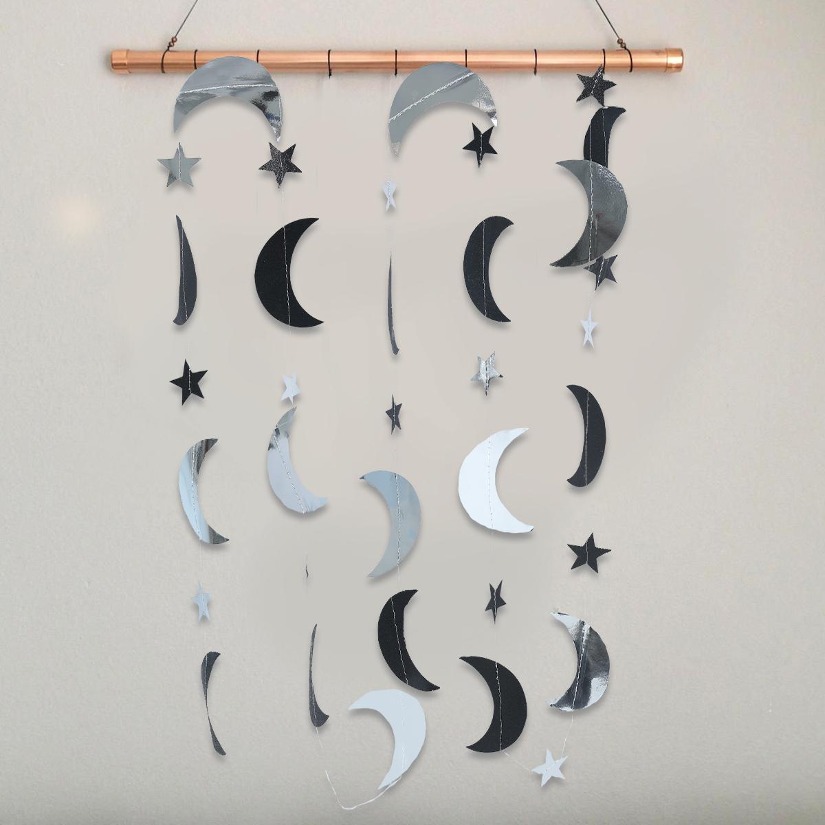 

4M бумажные блестки золотые синие лунные звезды гирлянда подвесной баннер настенные украшения для вечеринки на свадьбу Ид Мубарак украшения своими руками