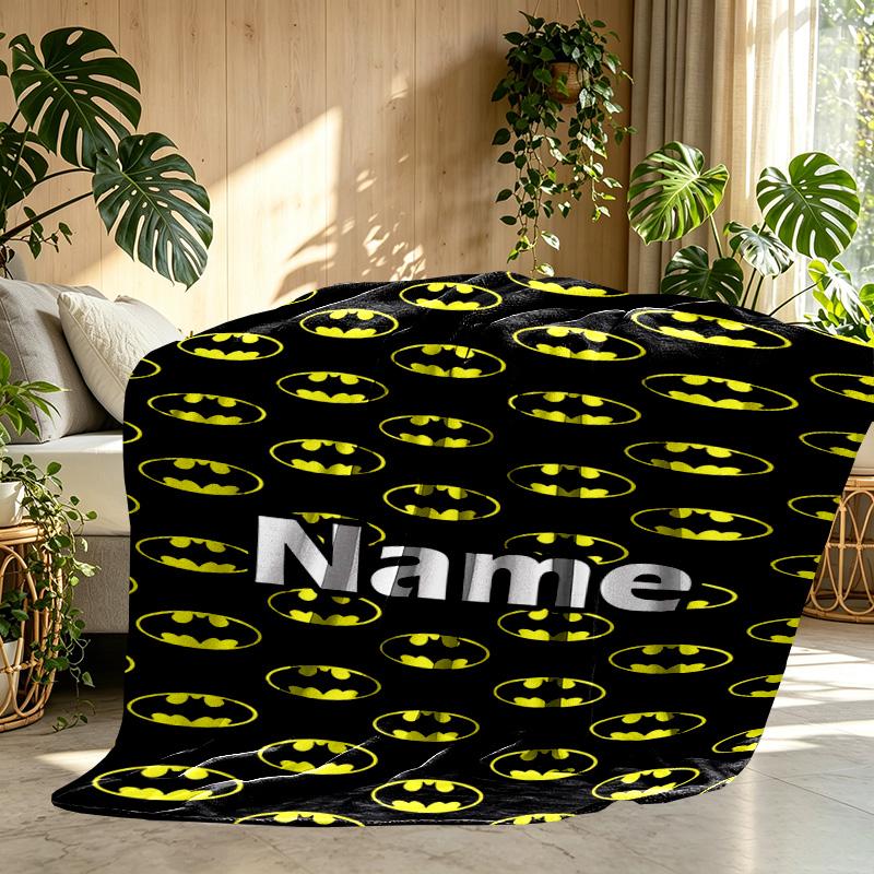 Custom Name Personalized Batman Print Blanket, Home Decor, Bedroom, Sofa, Camping, Couch, Gifts for Birthday Christmas