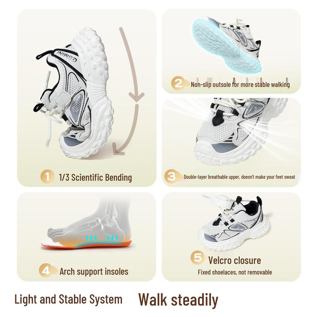 Yingbeimini 2026 Spring Kids' Sports Shoes - Shock Absorbing Boys' Sneakers & Casual Girls' Running Shoes