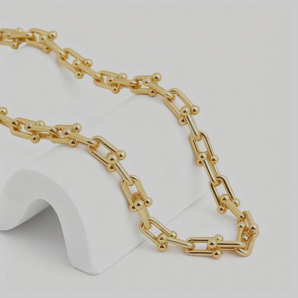 Zinklegierung U-förmige Bambusgelenk-Halskette - Modernes Statement-Stück für Paare