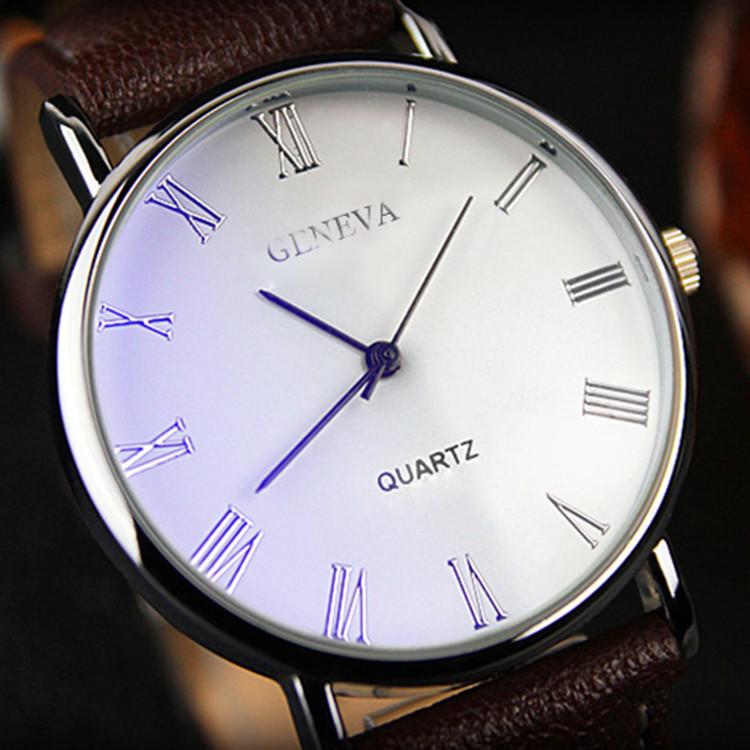 Men's Leather Belt Watch with Roman Numeral Dial – Stylish Business Quartz