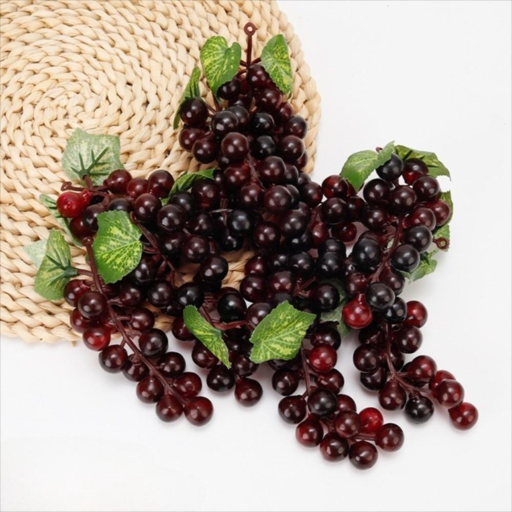 New Realistic Artificial Grapes Bunches Decorative Green Grass Artificial Faux Fruits Simulation Fake Grape Bundles Home Decor