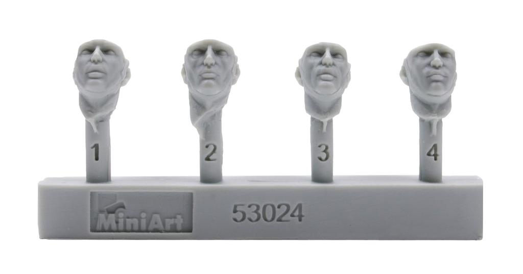 Miniart German Tank Crew Member Set Resin Head Plastic Model MA53024 1/35 2, Parts, 4-Piece Set, Kit,