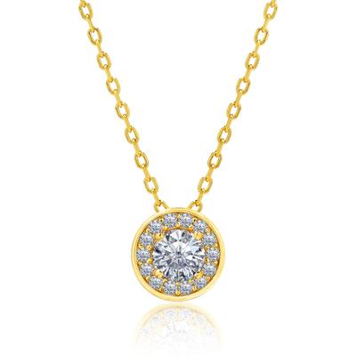 Necklace for Cubic 925 Silver [La Paume] Women, Simple, Hypoallergenic, Zirconia, (Yellow Gold)