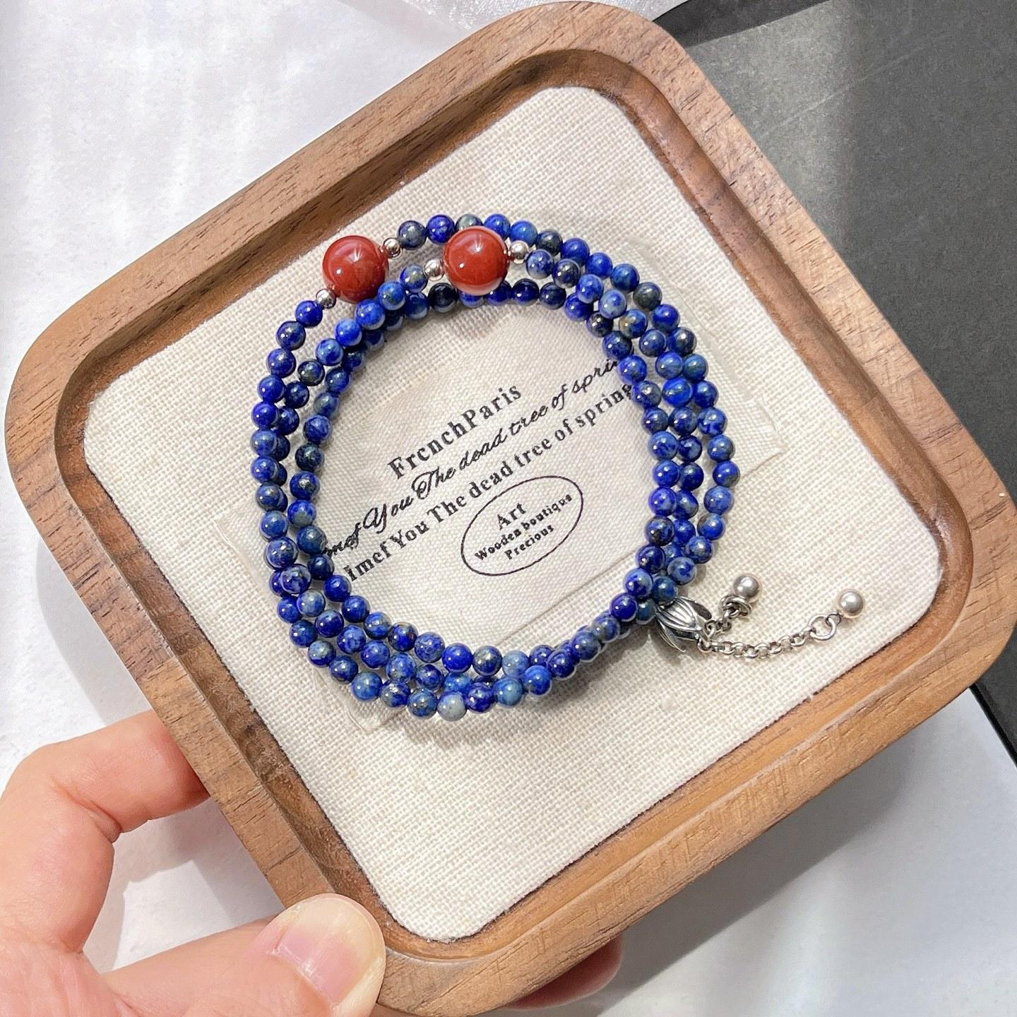 Retro Natural Lapis Lazuli Multi-Circle Design Bracelet Bracelet.