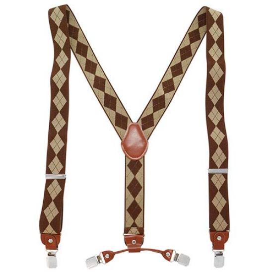 The Cufflinks Specialty Suspender Clip Argyle Check Brown Beige Sc00020 [CUFF.JP, Store] Y-shaped