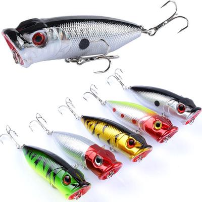 1pcs Fishing Lures Topwater Popper Bait 6.5cm 12g Hard Bait ArtificialWobblers Plastic Fishing Tackle with 6# Hooks