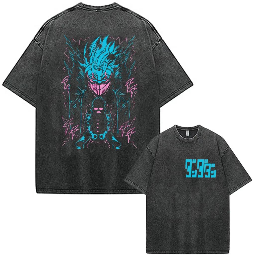 Summer Hot Sale Japanese Anime Dandadan Washed Vintage Graphic Tshirt Y2k Men Women Punk Top Gothic Cotton Oversized Tshirt