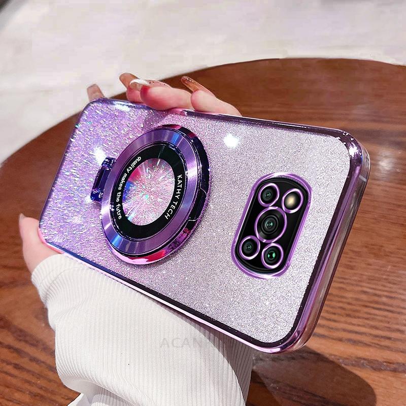 

Чехол-держатель Pocox3 с блестками для Xiaomi Mi Poco X3 Pro X3pro X4 X5 X6 X6pro M6 F5 F6, силиконовый чехол-подставка C61 C65 C75 poco x3 pro