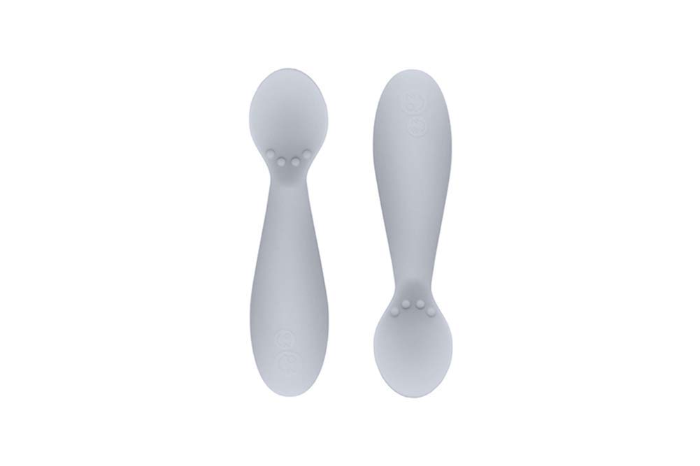 ezpz Fast Food Baby Baby Silicone Mat (Easy Peezy) Set, Food, Non-Slip Tableware, Dishes, (Light Gray)