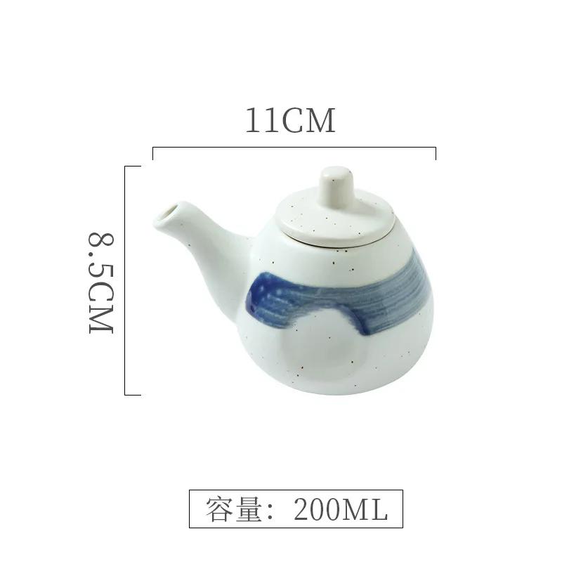 Japanese Retro Ceramic Oil Pot Household Kitchen Utensils Seasoning Pot Oil Vinegar Seasoning Bottle Kitchen Ceramic Tableware