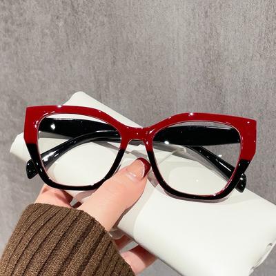 Neue Katzenaugen-Brillenfassung, schlichte Damenmode, PC-Brillenfassung, flache Brille, luxuriöse optische Anti-Blaulicht-Brille