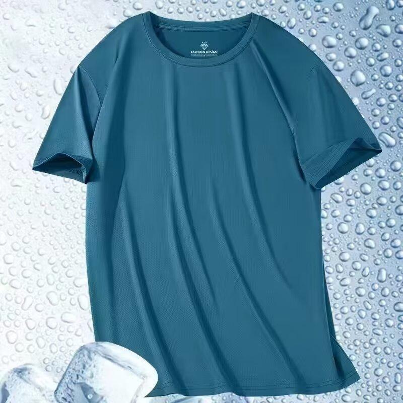 Short Sleeve T-Shirt Men'S Summer Ice Silk Versatile Half Sleeve Men'S Casual Large Size T-Shirt Men'S Quick Drying Loose Top Clothing T