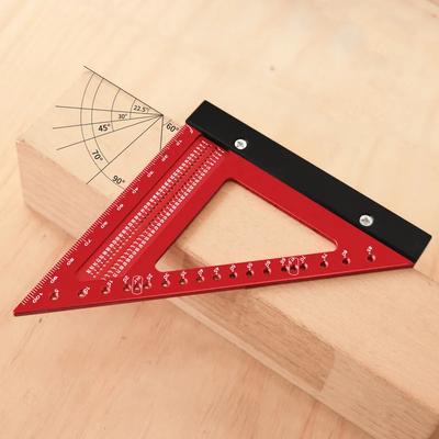 Aluminiumlegierung Dreiecklineal 90 Grad Rechter Winkel Lochmarkierung Multifunktionswerkzeug für Holzbearbeitung Messen Anzeichnen