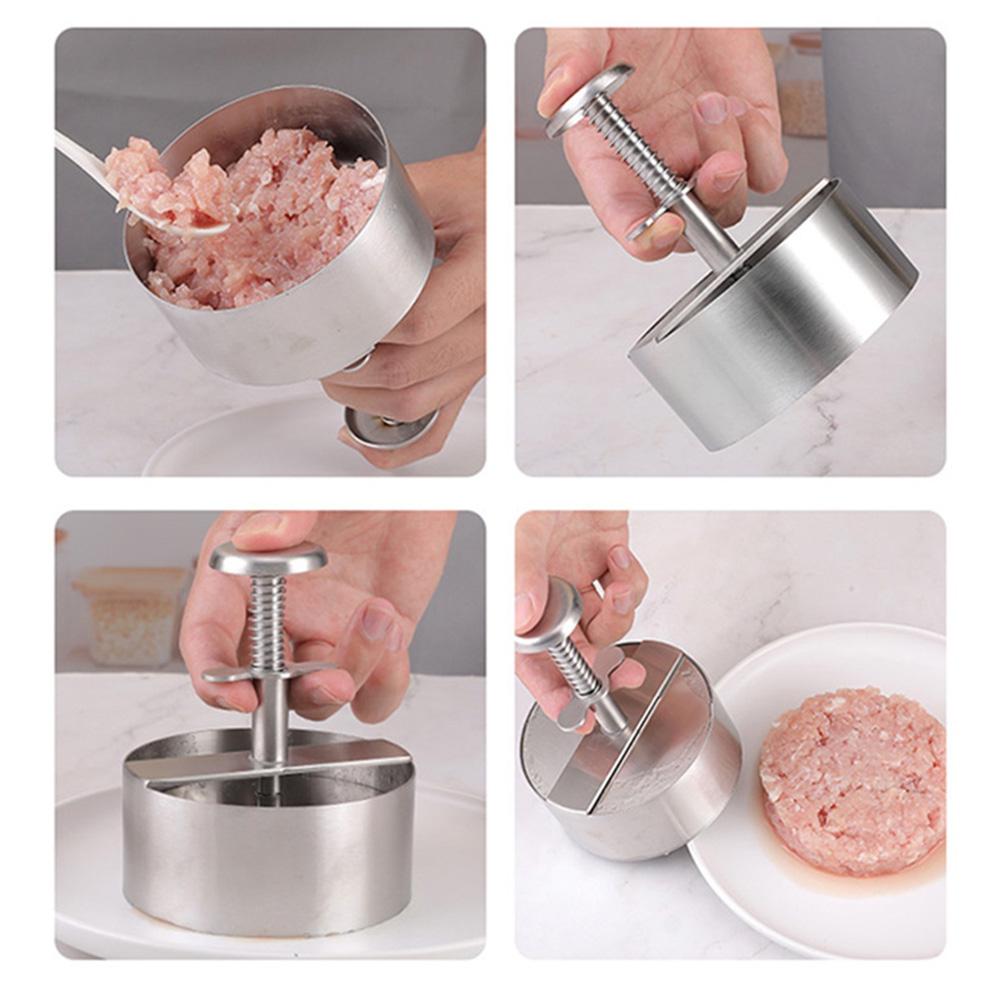 Hamburgerpresse aus Edelstahl, antihaftbeschichtet, für Hamburger, Hackbraten, Reispresse, Schweinefleisch, Rindfleisch, Frikadellenform, verstellbare Küchenwerkzeuge