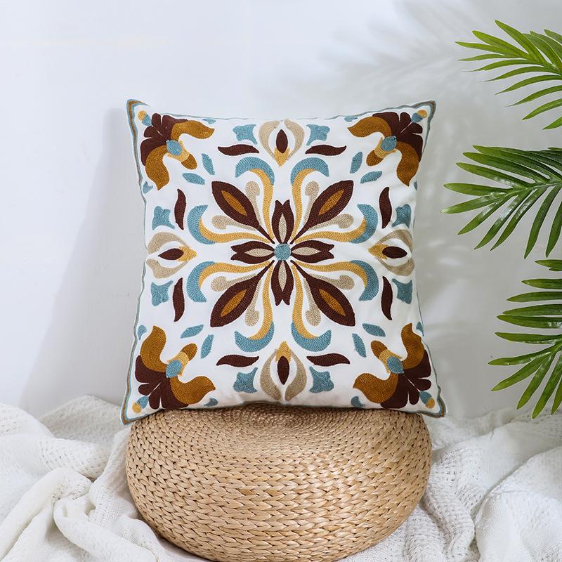 Ins Floral Embroidery Pillow Case Living Room Sofa Decoration Flower Bedroom Bedside Pillow