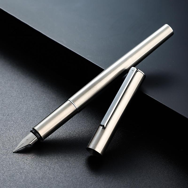 

High Quality 0.38mm Extra Fine Nib Fountain Pen Stainless Steel Extremely Black Metal Business Office Writing Calligraphy Pens срібний