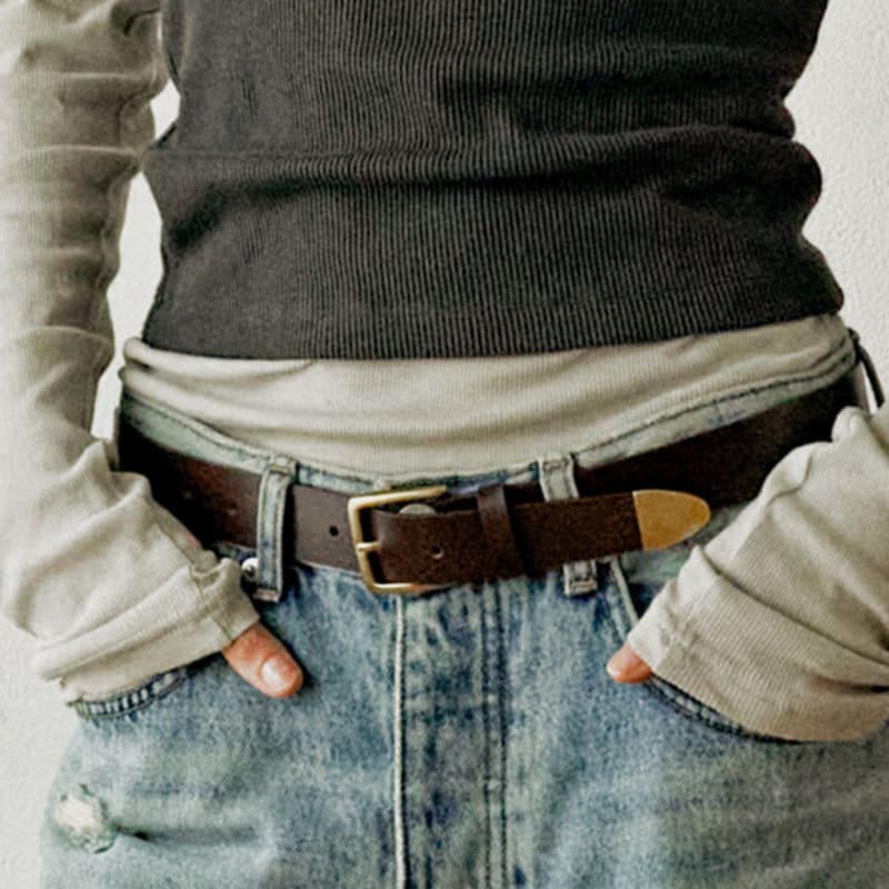 

Le masque BL021 Set-up Modern Leather Belt (2 Colors) 02. Buckle_Vintage Gold_Strap_Brown_M