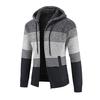Mens Winter Cardigan Striped Zipper Hoodie Outwear Tops Sweater Blouse Coats