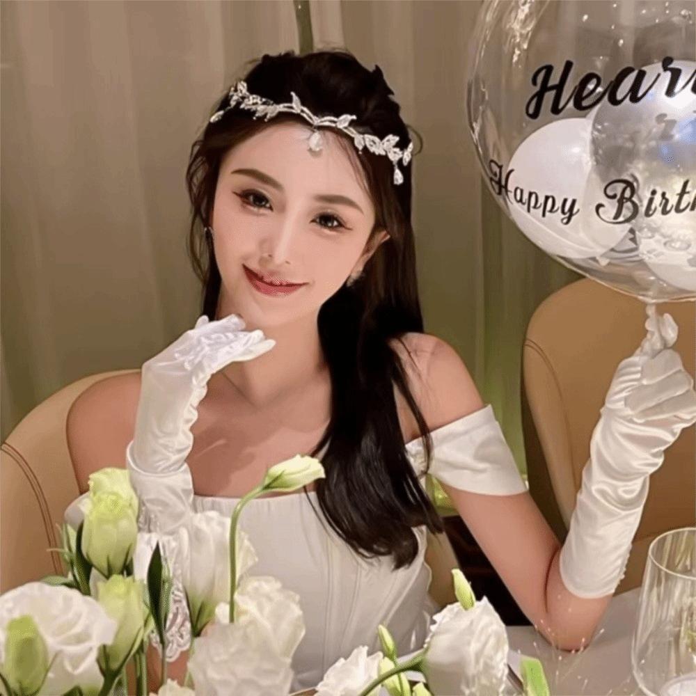 Leaves Shape Forehead Chain Rhinestone Forehead Ornaments Sweet Bride Tiara  Wedding