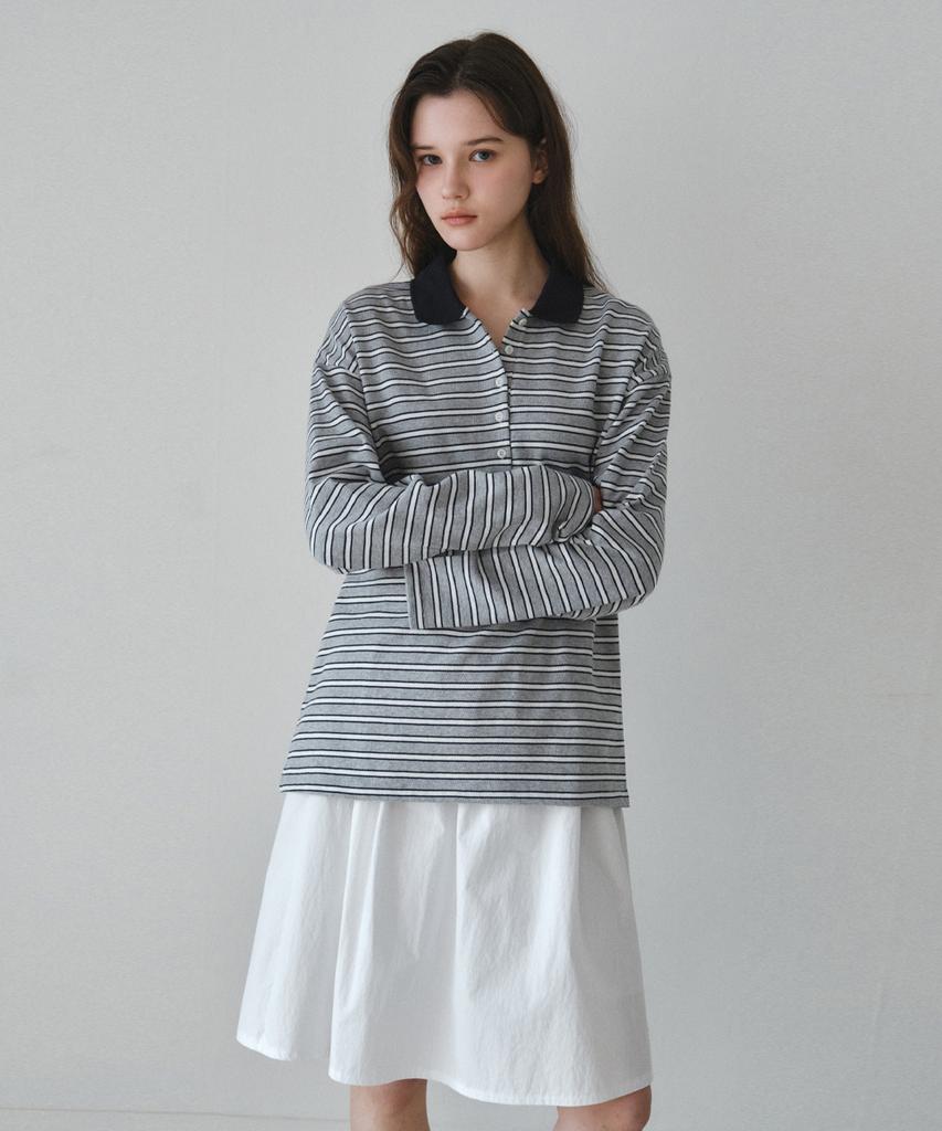 Wednesday Oasis For Woman Tommy Striped Collared T-Shirt_Navy(W26Tp13)