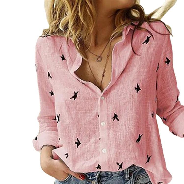 Camicie da donna Primavera Autunno Manica lunga Risvolto Camicia oversize da donna Camicetta casual taglie forti Top