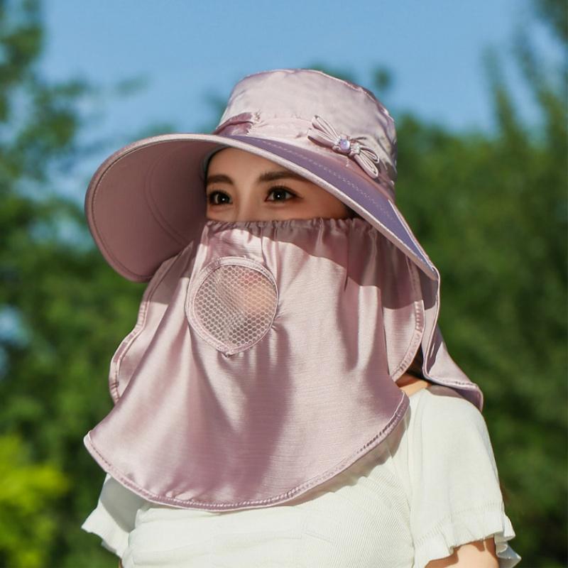 Wide Brim Sunshade Sun Hat Breathable Face Cover Women Picking Tea Hat Summer Outdoor Lightweight Uv Protection Neck Flap Hat