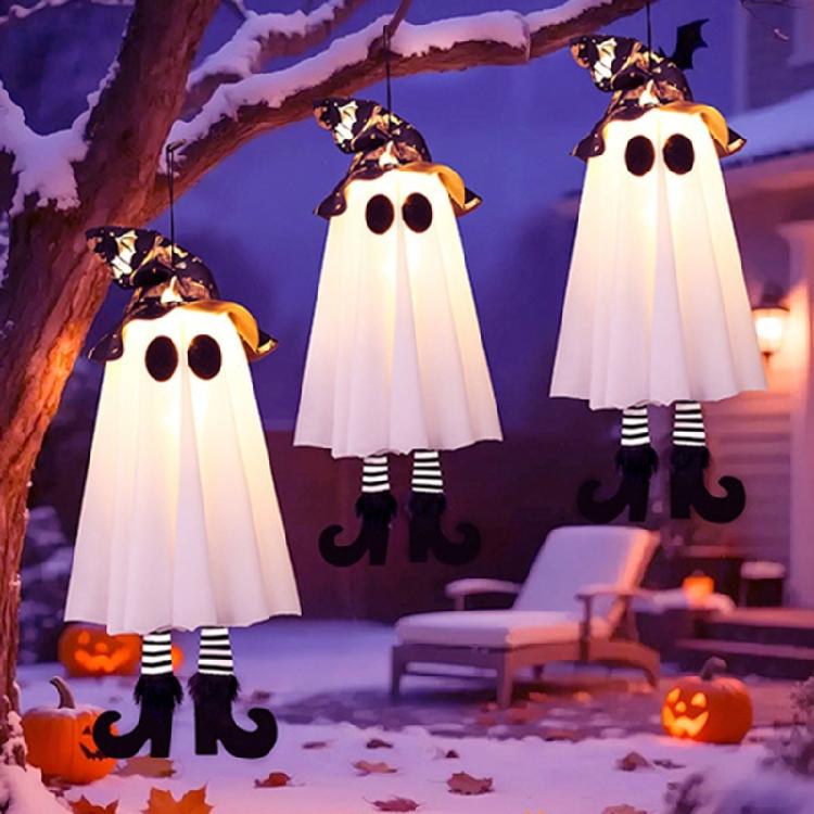 Lighted Specter Hanging Decoration Glowing Specter Hanging Ornament with LED Light For Porch Yard Indoor and Outdoor
