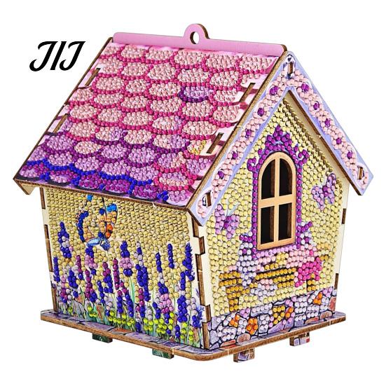 Artigianato da scrivania fatto a mano Kit Pittura con strass Casa di Natale 3D, Set Artigianale Fai da te Capanna Girasole in Legno, Ornamento Artistico Artigianale per Decorazione