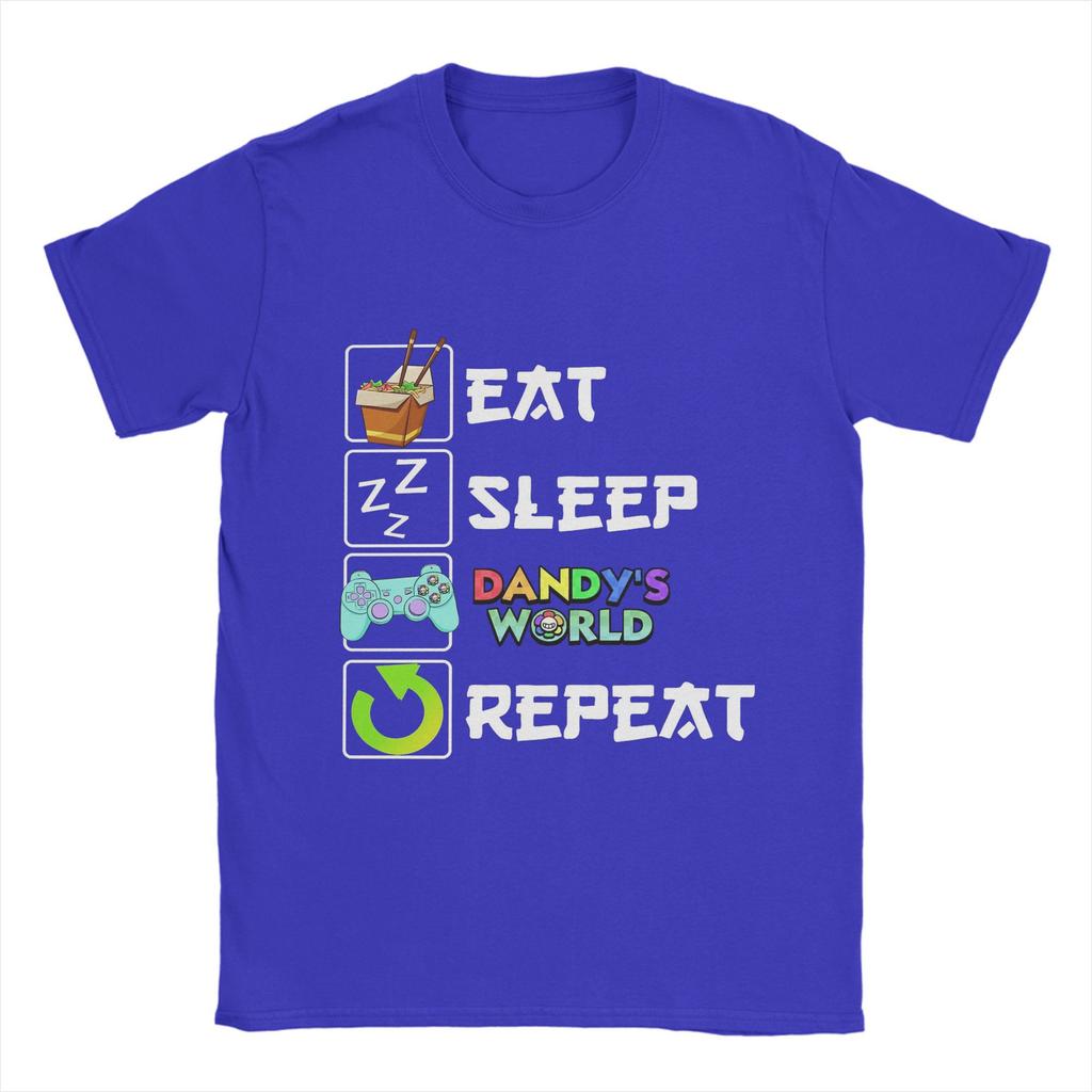 Funny Eat Sleep Dandys World  T-Shirt for Men Round Collar Pure Cotton T Shirts Spruki Short Sleeve Tees Adult Tops