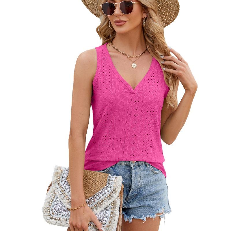 Solid Color V-neck Loose Base Vest Women's T-shirt Top